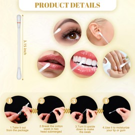 Hoolerry 400 Pcs Vitamin E Lip Oil Disposable Cotton Swabs Vitamin E Stick Oil Applicators Anti Dry Moisture Cotton Swabs for Protect Lip Use Before Teeth Whitening