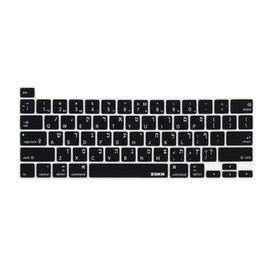 XSKN Hebrew Silicone Keyboard Skin Cover for 2019 2020 Released MacBook Pro 16.2 13.3 Inch with Touch Bar and Touch ID A2141 A2289 A2251 A2338 M1 (US Layout, Black)