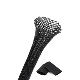 25ft - 1 Inch Cable Management Sleeve Protector,Wire Loom PET Expandable Wire Sleeving for Office TV Computer Home Theater Engine Bay Cord Organizer,Protect Cables from Pet Cat Dog Chewing,Black