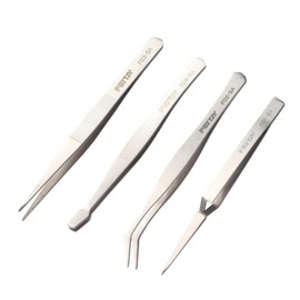 FEITA 4 Piece Professional Stainless Steel Tweezers Precision Set for Craft Beauty Nail Art Jewelry Hobby Picking Tool
