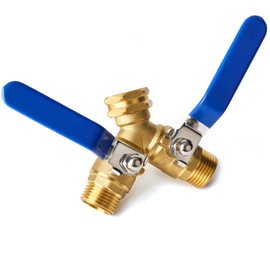 Garden Hose Splitter 2 Way Heavy Duty, Brass Faucet Adapter With Long Handle For Gardening Water Hose Shut Off Valve Hose Connector Fittings Outdoor Water Spigot Hose Bib Y Splitter