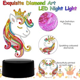 Unicorn Toys Gifts Diamond Painting Kits for Girls 6-12 Years: DIY Creative Night Light Arts Crafts Supply Set Gem Stickers for Kids by Numbers Birthday Xmas Gift Decor