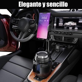 Portavasos para Auto, expansor de Porta Vasos Automovil Rotación 360°，Ajustable Soporte para Celular Automovil Portavasos,para Botellas de Agua con un Diámetro Inferior a 10 cm（Negro）