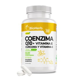 BioHerb Coenzima Q10 + Vitamina E, C y Curcuma 100% Puro (360 Capsulas de 500mg) - [Potente Formulacion] | Mejora Rendimiento | Calidad Suprema | Grado Farmaceutico| Para 180 Dias | CoQ10 - Ubiquinona -Ubidecarenona - BioHerb.