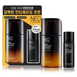 The Face Shop Neo Classic Homme Black Essential 80 All-in-One Treatment 110ml + 53ml Set, 1 Piece / 더페이스샵 네오 클래식옴므 블랙 에센셜 80 올인원 트리트먼트 110ml + 53ml 세트, 1개