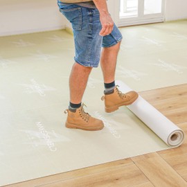 Sheeldify Mayershield 38" x100' Self-Adhesive Heavy-Duty Temporary Floor Protection 4-Layer Tech Renovation, Remodeling, Moving - Professional Floor, Tile, Surface Covering (X-350G 38" x100' Ivory)