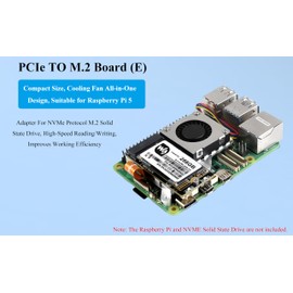 Pi5 PCIe to M.2 Adapter Board with Cooling Fan for Raspberry Pi 5, Pi 5 NVMe HAT with Cooling Fan, Aluminium Heatsink All-in-One Design, 8Gbps Data Rate,Support M.2 NVMe SSD 2242/2230 Size