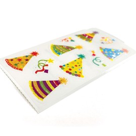 Paper House Productions Pack of 3 Foil Accent Birthday Sticker Half-Sheets for Crafts, Scrapbooking & Collecting - Party Hats 1 Pack