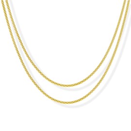JTV 18K Gold Plated Popcorn Chain Necklace Set - 24" & 28" Lengths - Perfect for Layering - Gold Chains for Women - 18K Gold plated over Sterling Silver - Trendy Gold Jewelry for Women