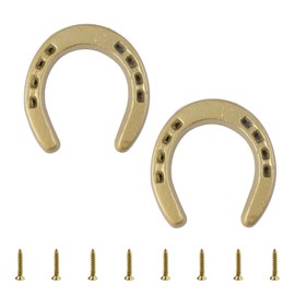MOROBOR Decorative Cast Iron Horseshoe Wall Decor, 2PCS Medium Lucky Horseshoes Vintage Wedding Favors Party Favor Decorations Horse Shoe Good Luck Charm/Gold