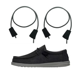 DECKER Elastic Shoelaces Strings No tie shoelace Replacement Laces for Hey Dude Shoes (Black and White dots, 18"(46 cm))