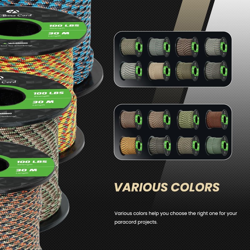 Abma Cord Paracord 100 lbs 2mm 100% Nylon 30M -