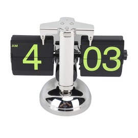 European Style Retro Digital Flip Down Clock 304 Stainless Steel Auto Mechanical Digital Flip Desk Clock for Home Livingroom 12 Hours Stainless Steel Green Number