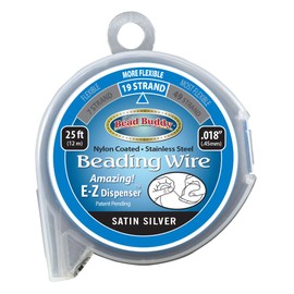 Bead Buddy 19 Strand Beading Wire, Satin Silver 25ft 0.18"