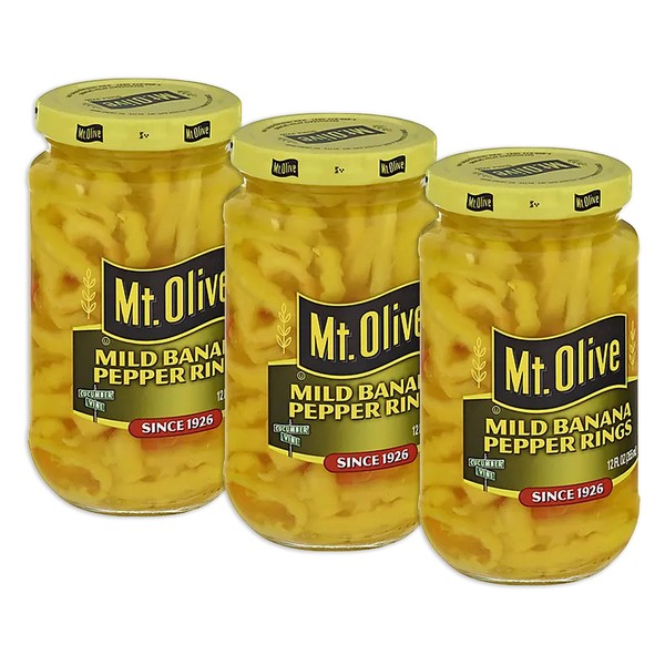 Mt. Olive Mild Banana Pepper Rings - 12 Oz Jar (Pack of 3)