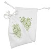 Lunarable Green Fabric Pouch Set of 2, Sketch Style Heart