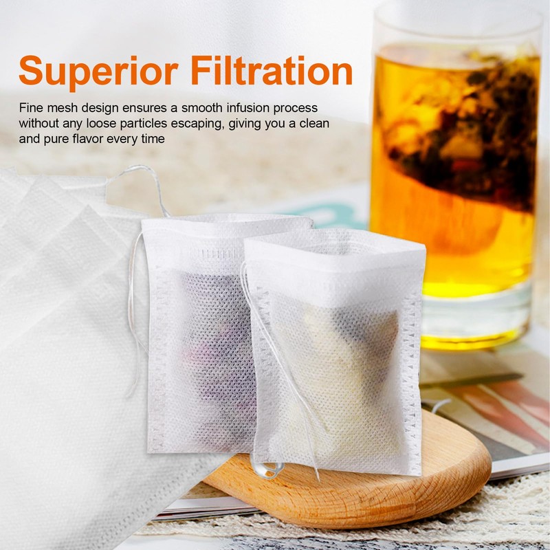 100PCS Reusable Tea Filter Bags with Drawstring, Tea Bag Empty,