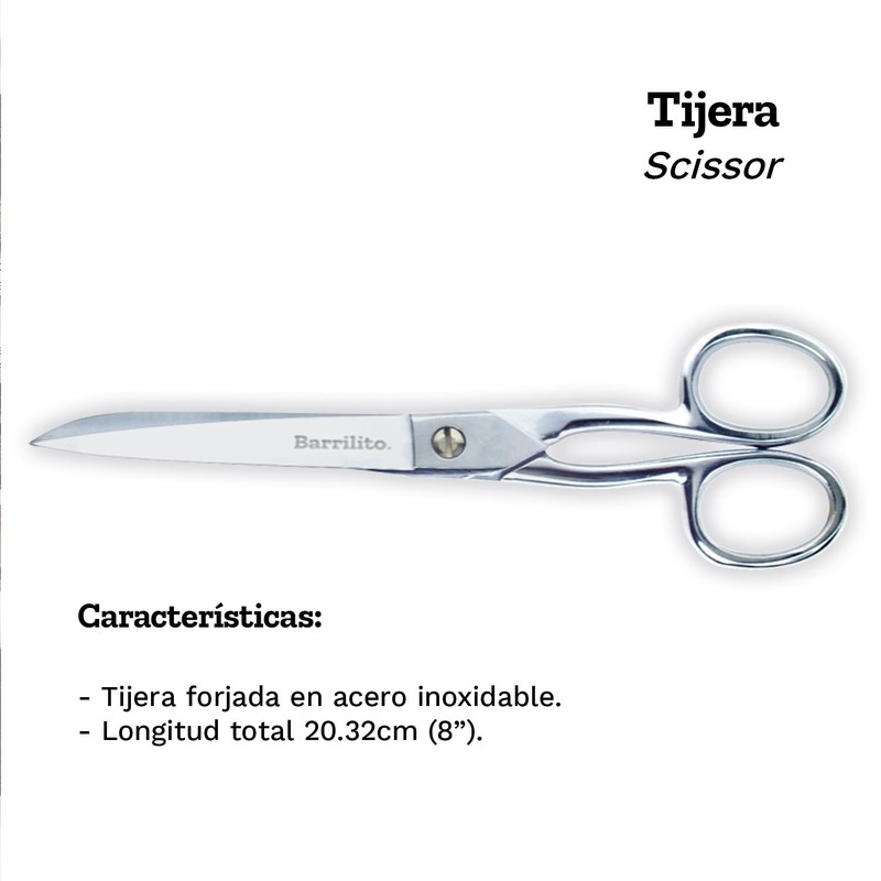 Barrilito Tijera de Costura y Oficina de Acero Inoxidable 20.32cm