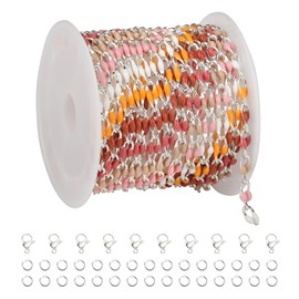 YOUBEIYEE 2 Yard Silver Plated Chains Bulk Multicolored Enamel Link Chain for Women Necklace DIY Brass Chains for Jewelry Making, Brass
