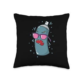 Spray Can with Sunglasses Street Art Throw Pillow