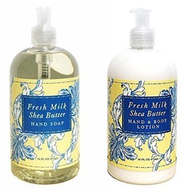 Greenwich Bay Fresh Milk Liquid Hand Soap & Lotion Combo with Shea Butter - Botanical Collection - Beautiful Packaging - 16 Ounce Each Bottle (Fresh Milk Shea Butter)