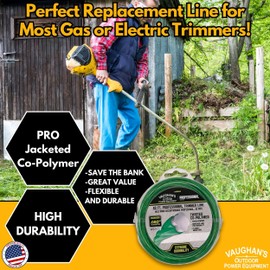 Vaughan's Master Line PRO .080" Trimmer Line, 40ft | Jacketed Heavy-Duty Universal Weed Eater String for Gas & Electric Models | Made in The USA (1 Pack)