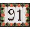 House Numbers, Italian Ceramic Numbers & Letters Tiles Orange Rose