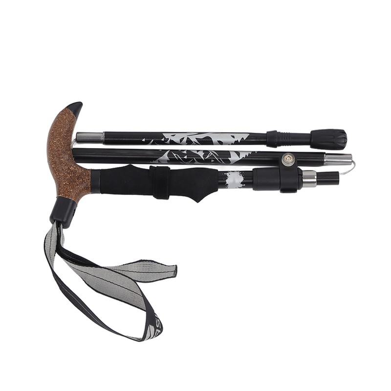 Trekking Pole Hiking Walking Stick 5 Fold Curved Handle Ultra
