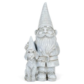 NAT & JULES Gnome 12 inch Resin Stone Garden Statue (Gnome and Dog)