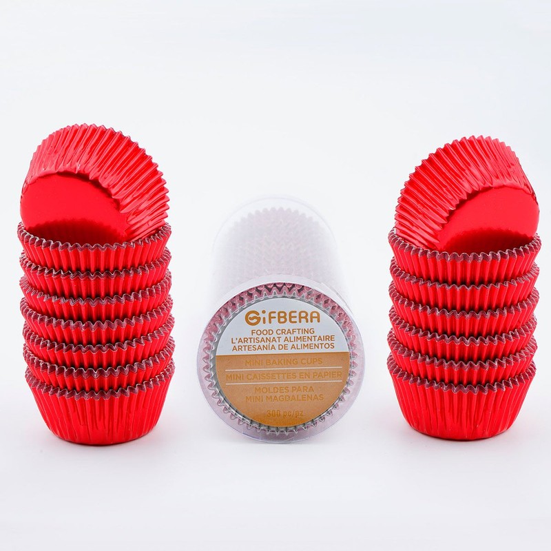 Gifbera Mini Foil Muffin Cupcake Liners Red Wrappers for Christmas