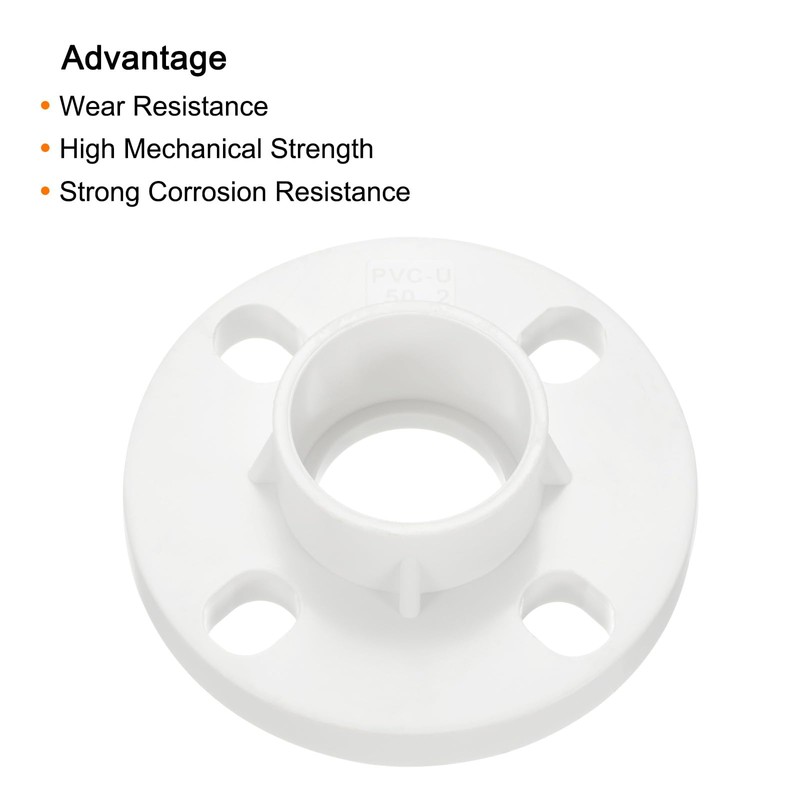 PATIKIL 50mm PVC Pipe Fitting, 2 Pack 1.5 Inch Flange