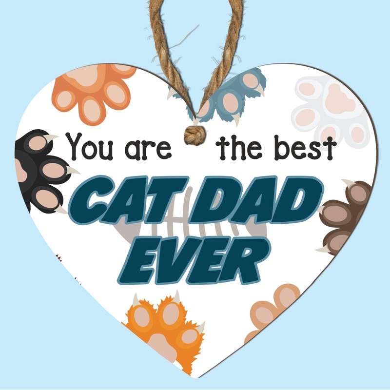Best Cat Dad Ever - Heartwarming & Colourful Wooden Heart