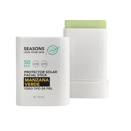Seasons love your skin kit protector solar manzana verde FPS 50 bloqueador facial 100 g + stick en barra retoque 15 ml