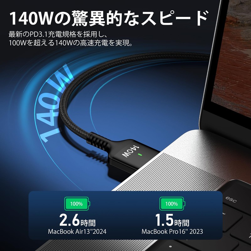 Ocbuo 140W Macbook Air Charging Cable, PD3.1 Ultra Fast Charging