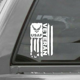 Kramer sticker's shop Distressed USAF United States Air Force Flag Veteran Sticker for Car Vinyl Decal Window Truck Bumper 3'' x 4.6'' Green