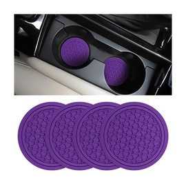 Mandark 4PCS Car Cup Holder Coasters, 2.75 Inch Non-Slip Insert Water Bottle Holder Pads, Dustproof Automotive Interior Accessories Mat, Universal for Vehicles, Trucks, RVs and More (Purple)