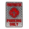 TG,LLC Treasure Gurus Firefighter Parking Only Embossed Diamond Plate Tin Sign