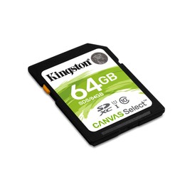 Kingston SDS/64GB SDS 64 GB Canvas Select Class10 UHS-I Flash Memory Card, Black