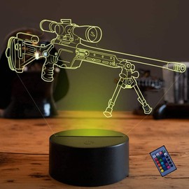 Optical Illusion 3D Weapon Night Light 16 Colours Different Remote Control USB Power Touch Switch Decor Lamp LED Lamp Table Brithday Christmas Gift