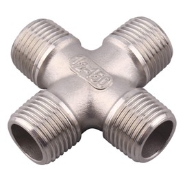 DERPIPE 1/2" Male NPT 4 Way Cross Coupling, Stainless Steel 304 Cast Pipe Fittings