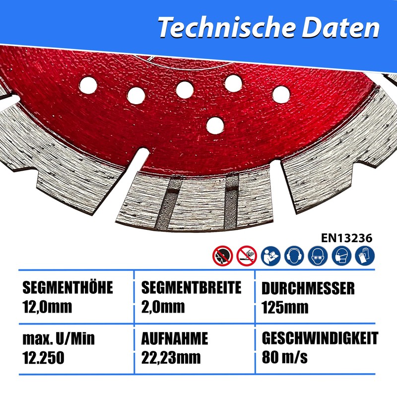 LXDIAMOND Diamond Cutting Disc 125 mm x 22.23 mm Suitable