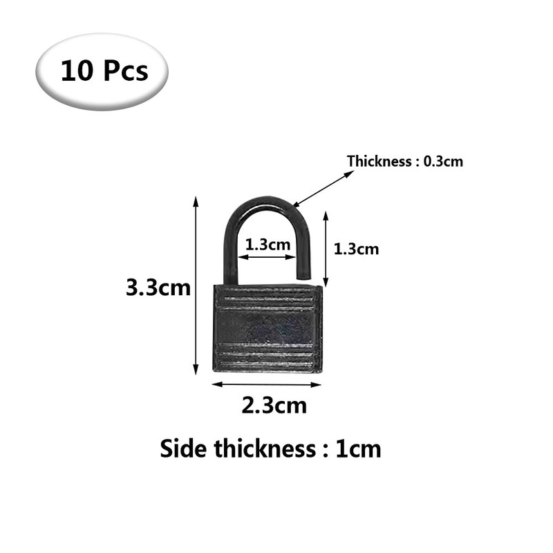 SuKeYuan 10 Pcs Mini PadlocksCute Diary Padlocks Black Small Luggage