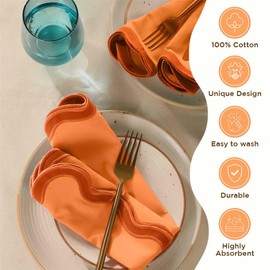 Folkulture Fall Cloth Napkins Set of 4 Cotton, 18" X 18" Dinner Napkins, Table Napkins for Parties, Decorative Napkins Washable for Guests, Reusable Linen Napkins, Fabric Napkins for Fall Table Decor