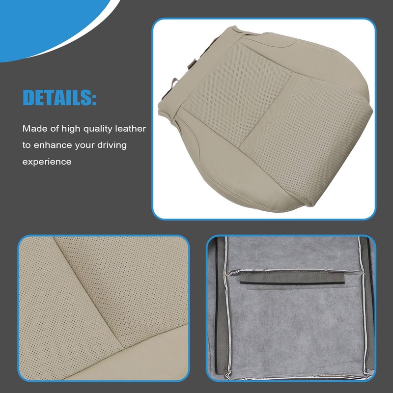 Priprilod Tan Perforated Leather Driver & Passenger Side Bottom Seat