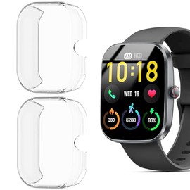 Compatible for Kuizil Smart Watch Case, Lamshaw Soft Slim TPU All Around Protective Shell Anti-Scratch Bumper Cover Case Compatible for Kuizil T70, WeurGhy T70 1.91" Smartwatch (Clear+Clear)