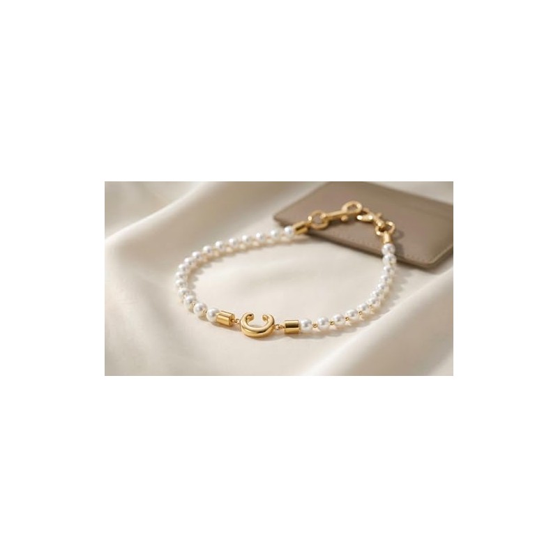 NVWAROCK Pearl Purse Chain,14K Gold Plated C-Shaped Metal Brass Purse