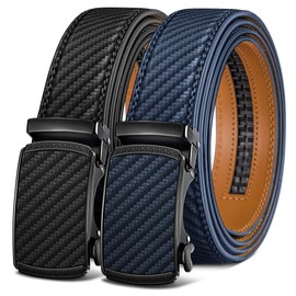 BULLIANT Men Belts 2 Pack,Ratchet Sliding Belt Adjustable For Gift Mens Dress Casual 1 3/8",Cut for Fit(Black/Purplish Blue,38"-44" Waist Adjustable)