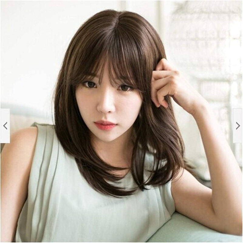 Morningplace Semi-Long Wig with Net, Smooth, Straight (Brown)