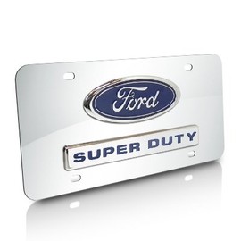 Au-TOMOTIVE GOLD Dual Logo License Plate for Ford Super Duty (Chrome)