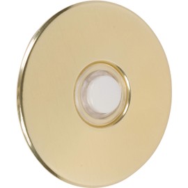Morris Products Lit Stucco Pushbutton Doorbell Button – 5/8” Decorative Lighted Gold Rim Pearl Button – 2-1/2” Gold Anodized Aluminum Plate, Spring Set – Residential Commercial Use – 1 Count, (78240)